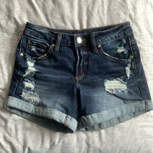 SILVER distressed “boyfriend” jean shorts size 24